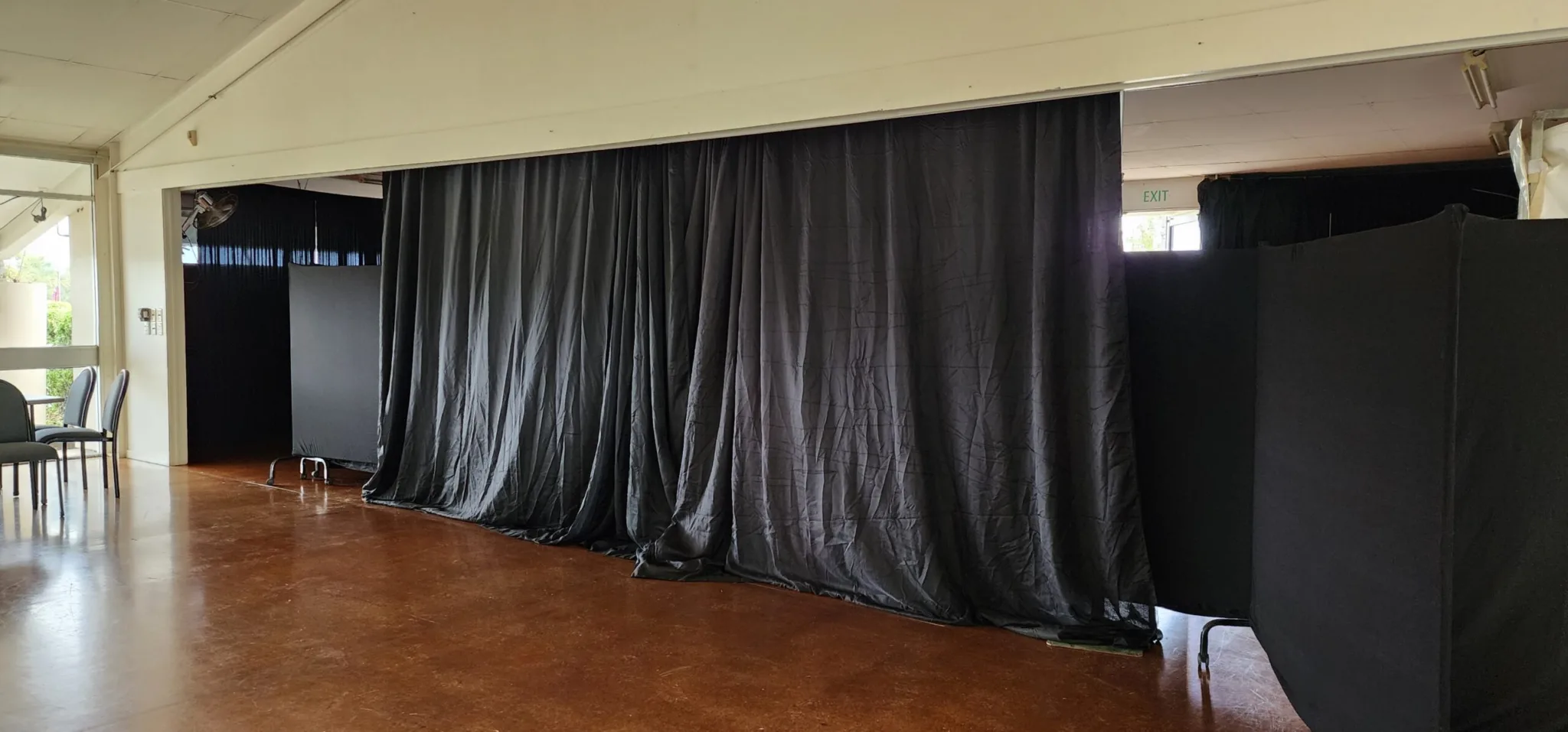 Black Draping Curtain 3m Hire from Queensland Hire | Est. 1980